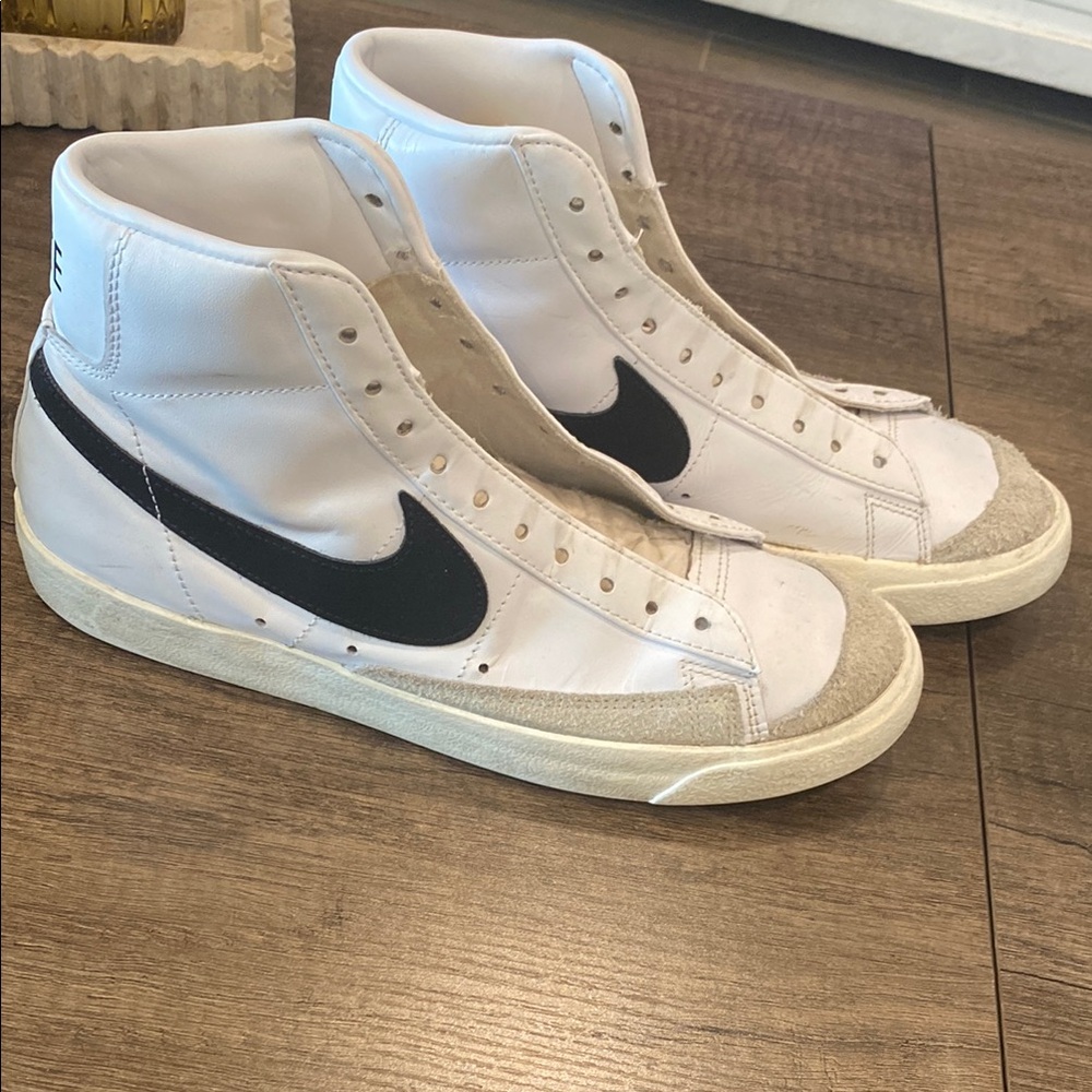 Nike White and Black High-Top Blazer Sneakers, Sz 9.5